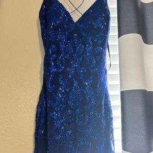 blue hoco dress size L